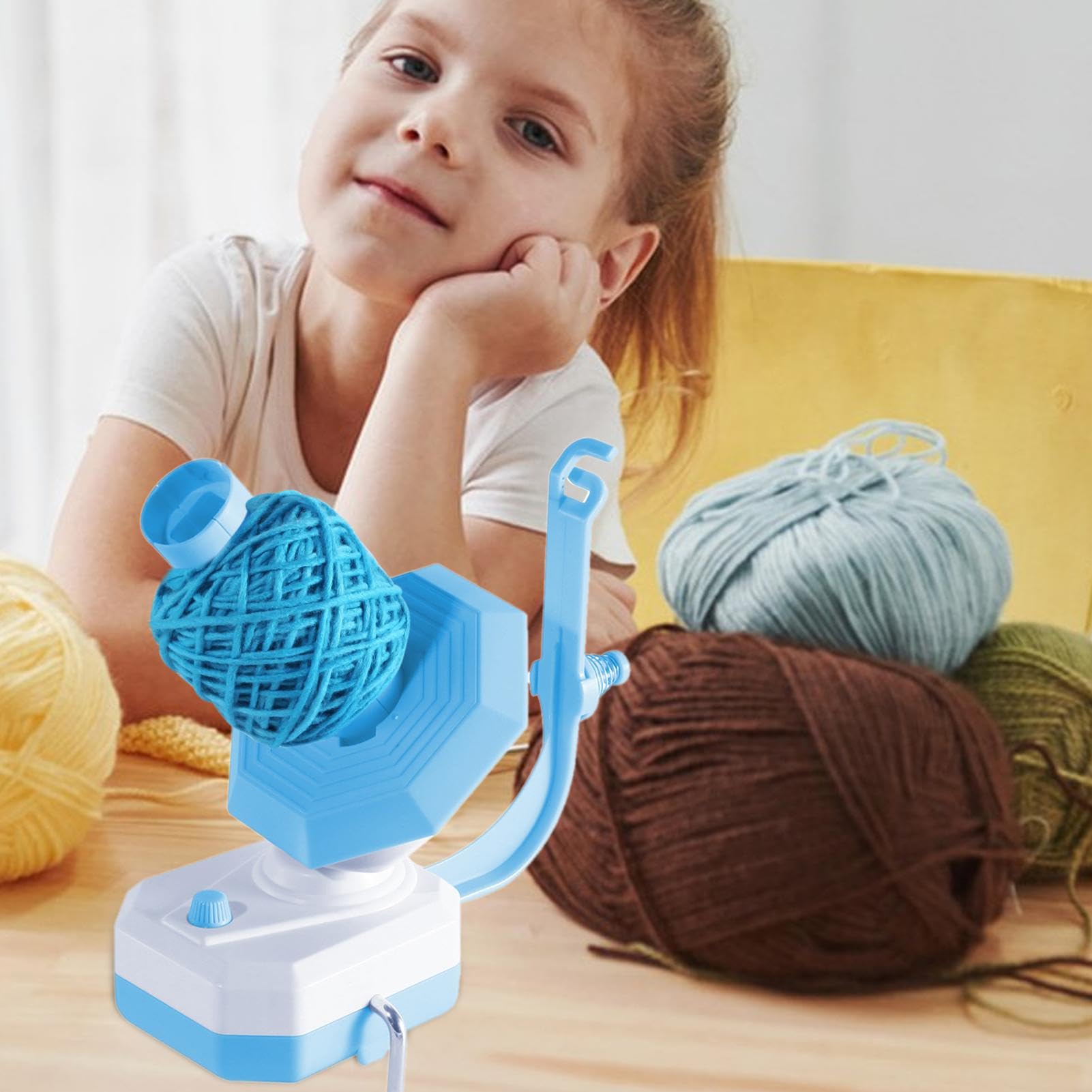 Bobinador automático de cuerdas, enrollador de pasteles de bolas, enrollador eléctrico de hilo, bobinador de ganchillo con diseño automático y ajustable para proyectos de punto, ganchillo y costura (1