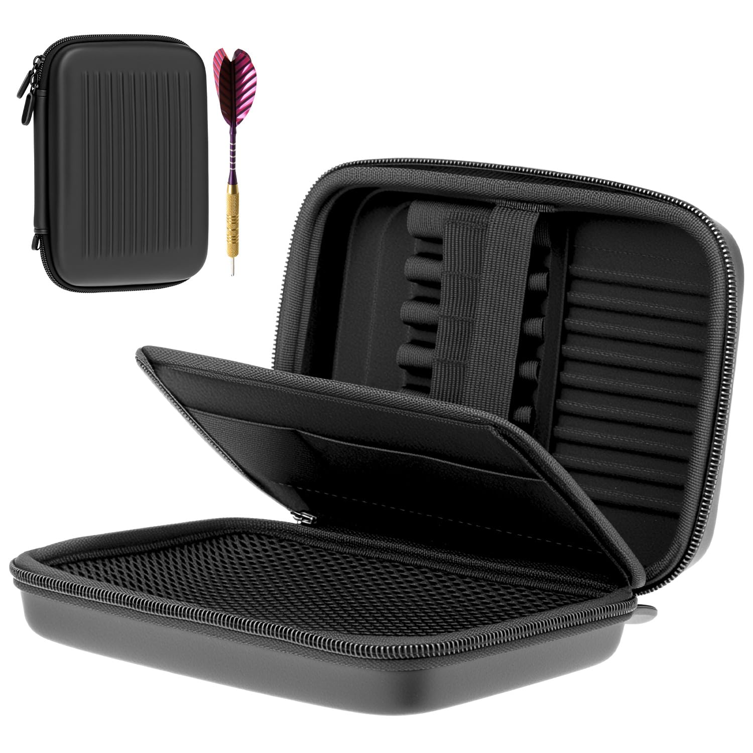 QWORK® Hartdart Eva para 6 Dardos, sin deslizamientos, con Compartimentos Separados para Accesorios adicionales de Dardos.
