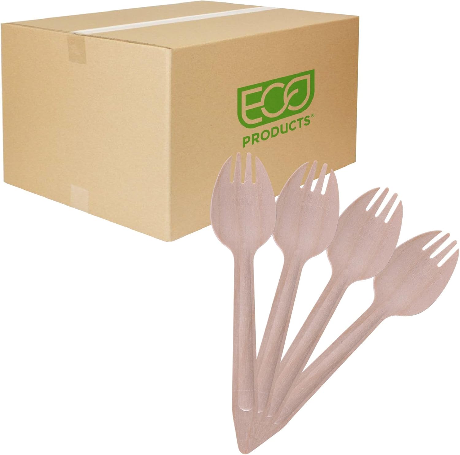 ECO PRODUCTS Renewable & Compostable 6.5" Wood Knives, Case of 500, FSC Certified Individually Wrapped Wooden Knife, Hot & Cold Food Friendly, Ridge Molded Into Handle For Better Grip and Strength
