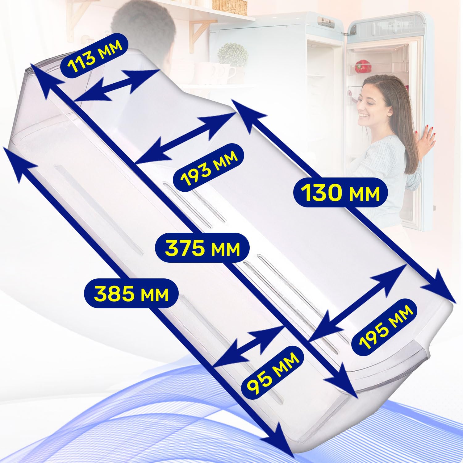 Mensola Portabottiglie del Frigorifero 375 x 195 x 95 mm con Codice Originale AAP73751503 per LG - MADE IN EU - Garanzia di 10 Anni - MONTERAL