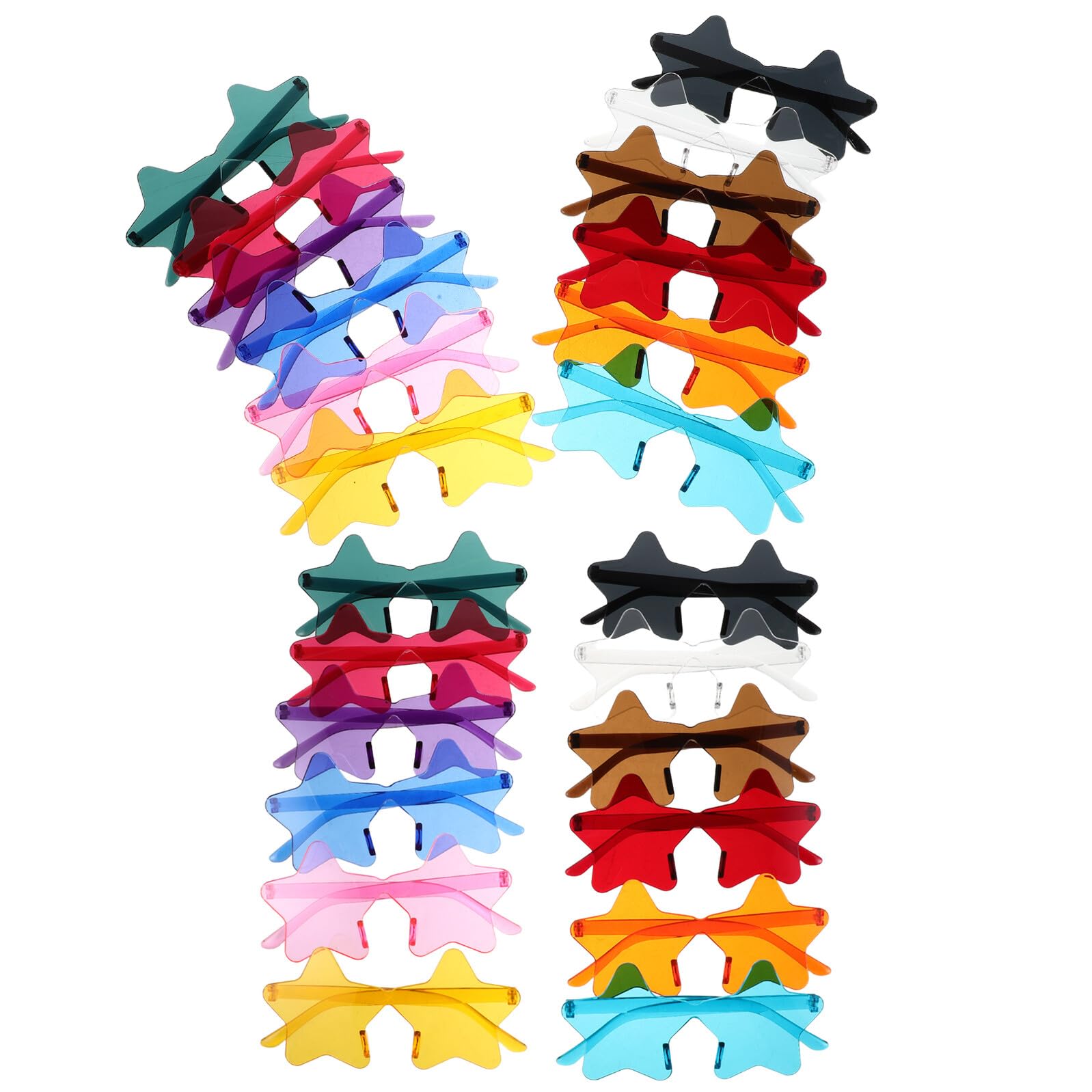Ipetboom Gafas de Sol sin Montura Forma de Estrella 24 Piezas Multicolor Protección UV Accesorio Divertido para Fiestas Fotografía Playa y Celebraciones Infantiles