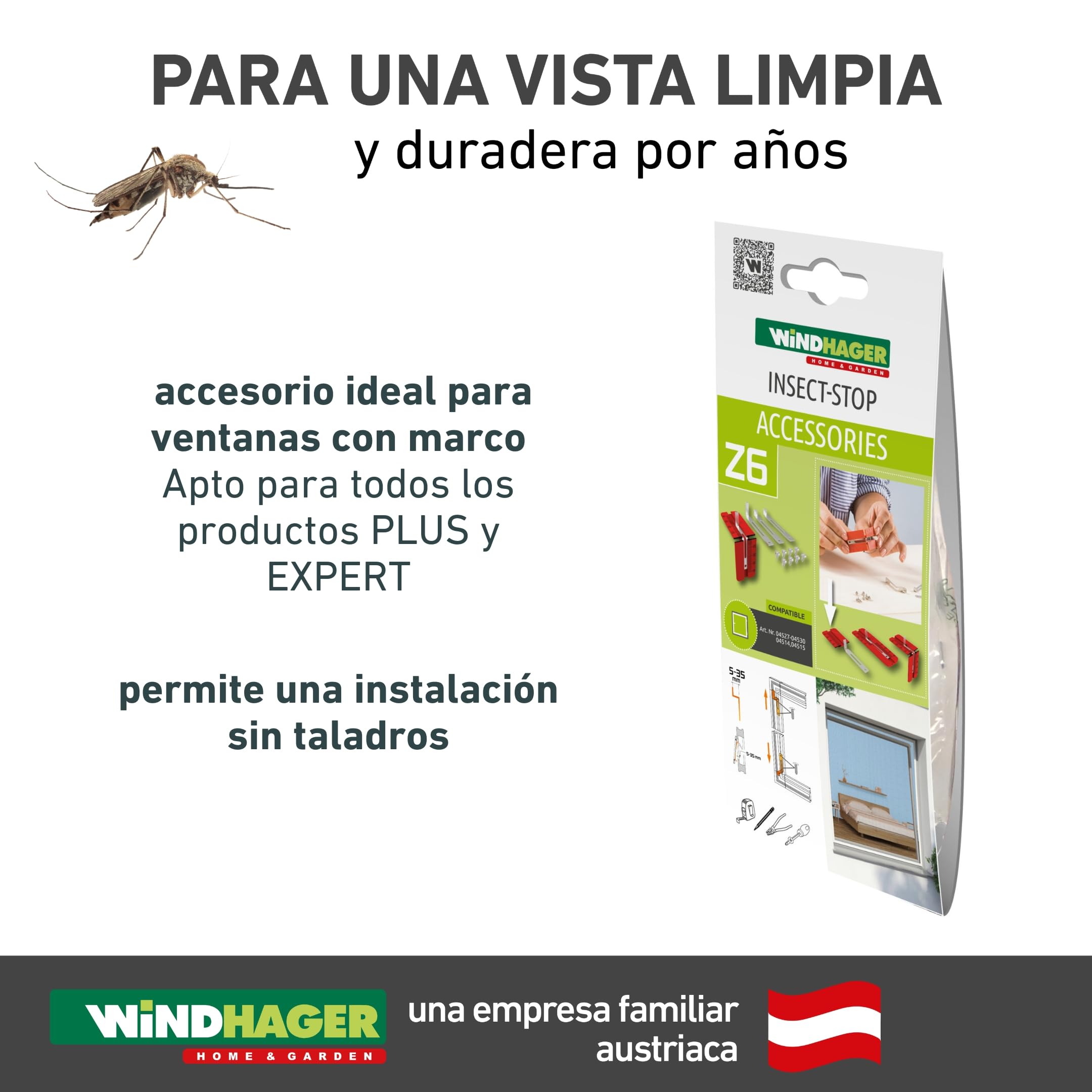 Windhager 03651 - Muelles de suspensión para protección contra Insectos, ángulo de suspensión, Soporte de Montaje para protección contra Insectos, Marco de sujeción, ángulo de 5 a 35 mm, Ajustable