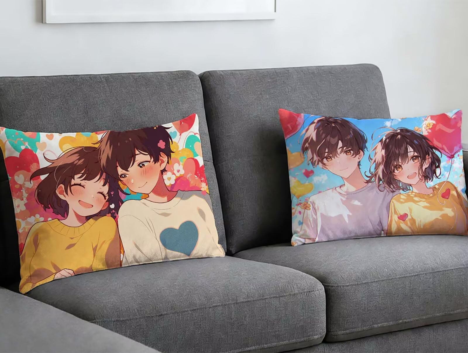 Housse de coussin 50x70 cm lot de 2 en velours avec motif dessin animé et fermeture invisible
