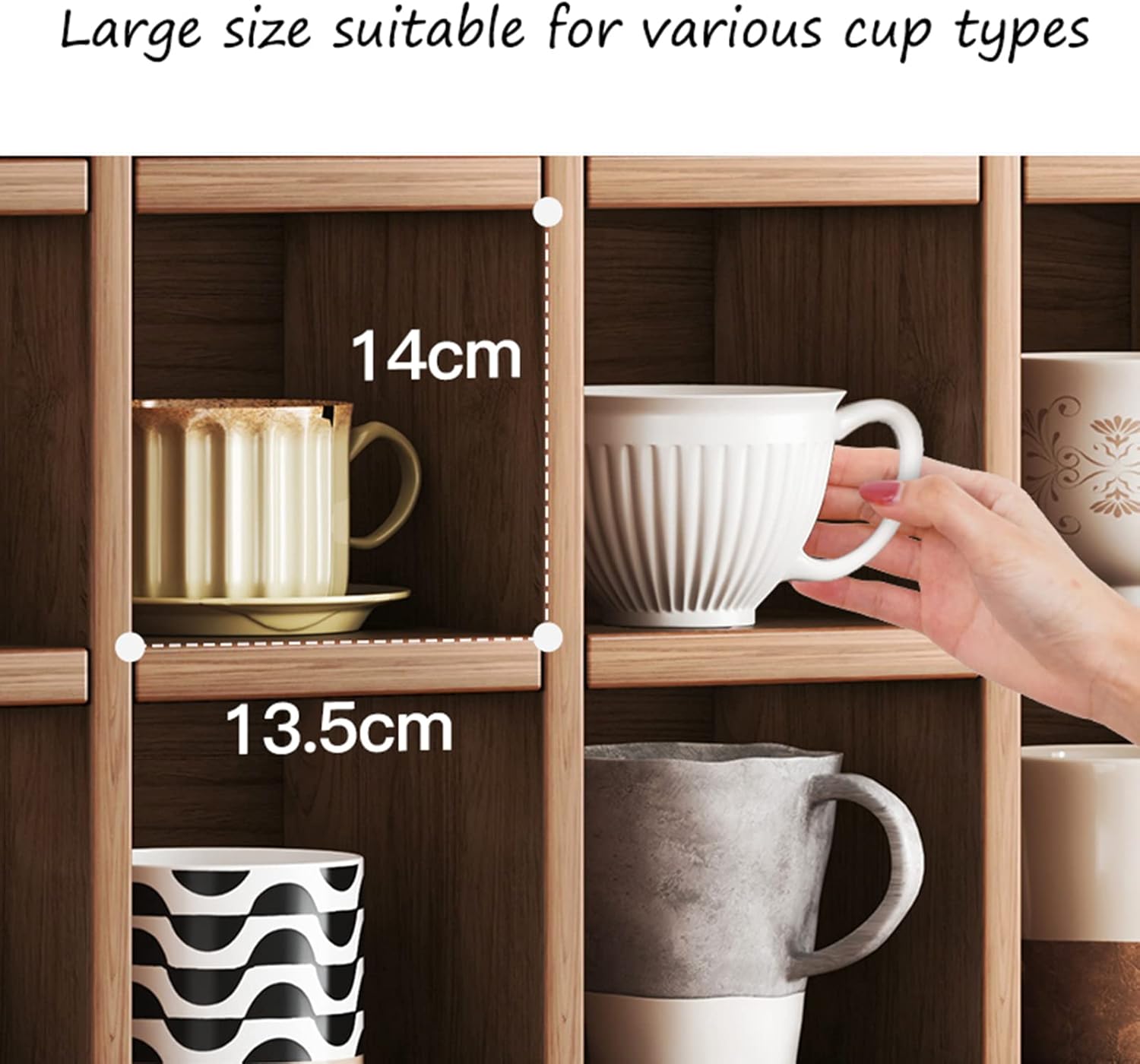 Wooden Lattice Display Rack Multi-grid Cup Rack Tea Cup Decoration Storage Rack Tea Room Tea Set Wooden Partition Rack (Brown 60 * 60cm)