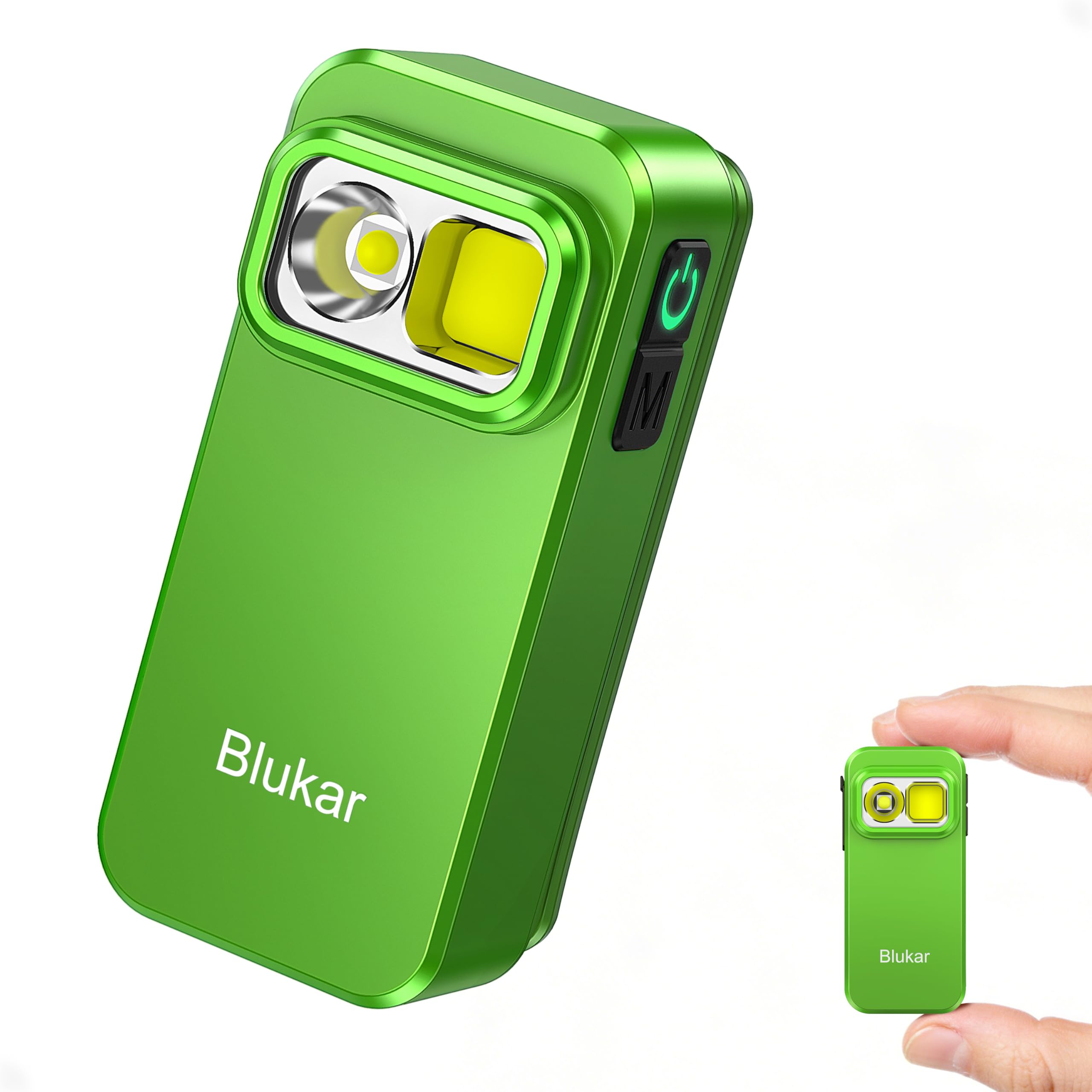 Blukar Taschenlampe LED Aufladbar, 800L Mini Clip LED Taschenlampen mit Flutlicht & Spotlicht & Rotlicht, EDC Hell Flashlight mit 5 Lichtmodi, Wasserdicht und Lange Dauer für Notfäll, Smaragdgrün