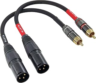 WJSTN RCA to XLR Cable, XLR Male to RCA Male Cable, RCA Male to XLR Male HiFi Audio Cable, 4N OFC 20AWG Shielded Twisted Pair Oxygen-Free Copper Braid Conductors, 2Pack (6 inches)