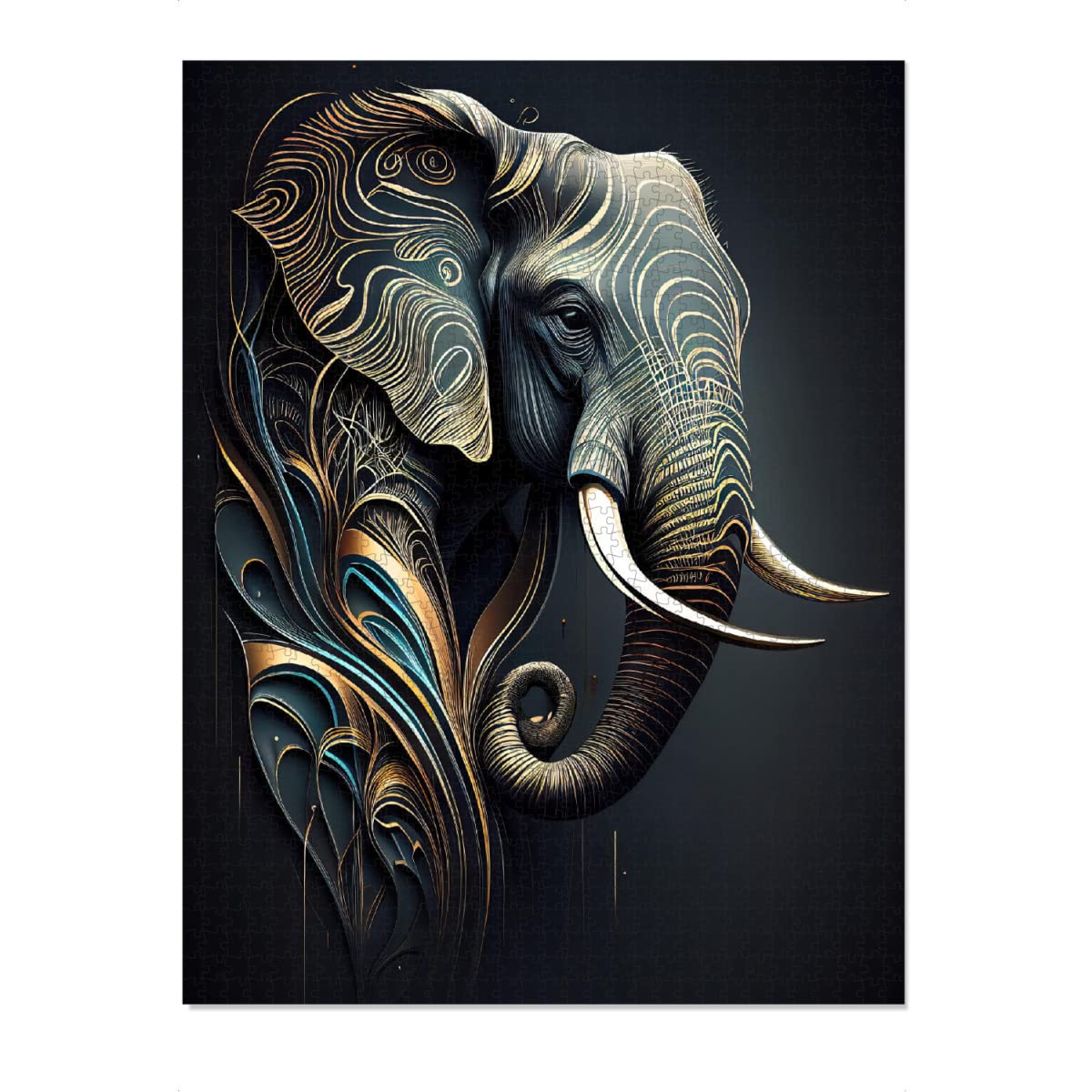 artboxONE-Puzzle XXXL (2000 Teile) Tiere Strukturierte Elefantenmalerei - Puzzle abstrakt detaillierte Elefant