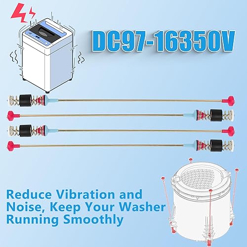 Miniatura 8 de Varillas de suspensión DC97-05280S (27.5 pulgadas) para lavadora Samsung WA48H7400APA2, WA48J7700AWA2, WA50F9A6DSWA2, WA50F9A6DSWA2 WA50F9A8DSWA2 -