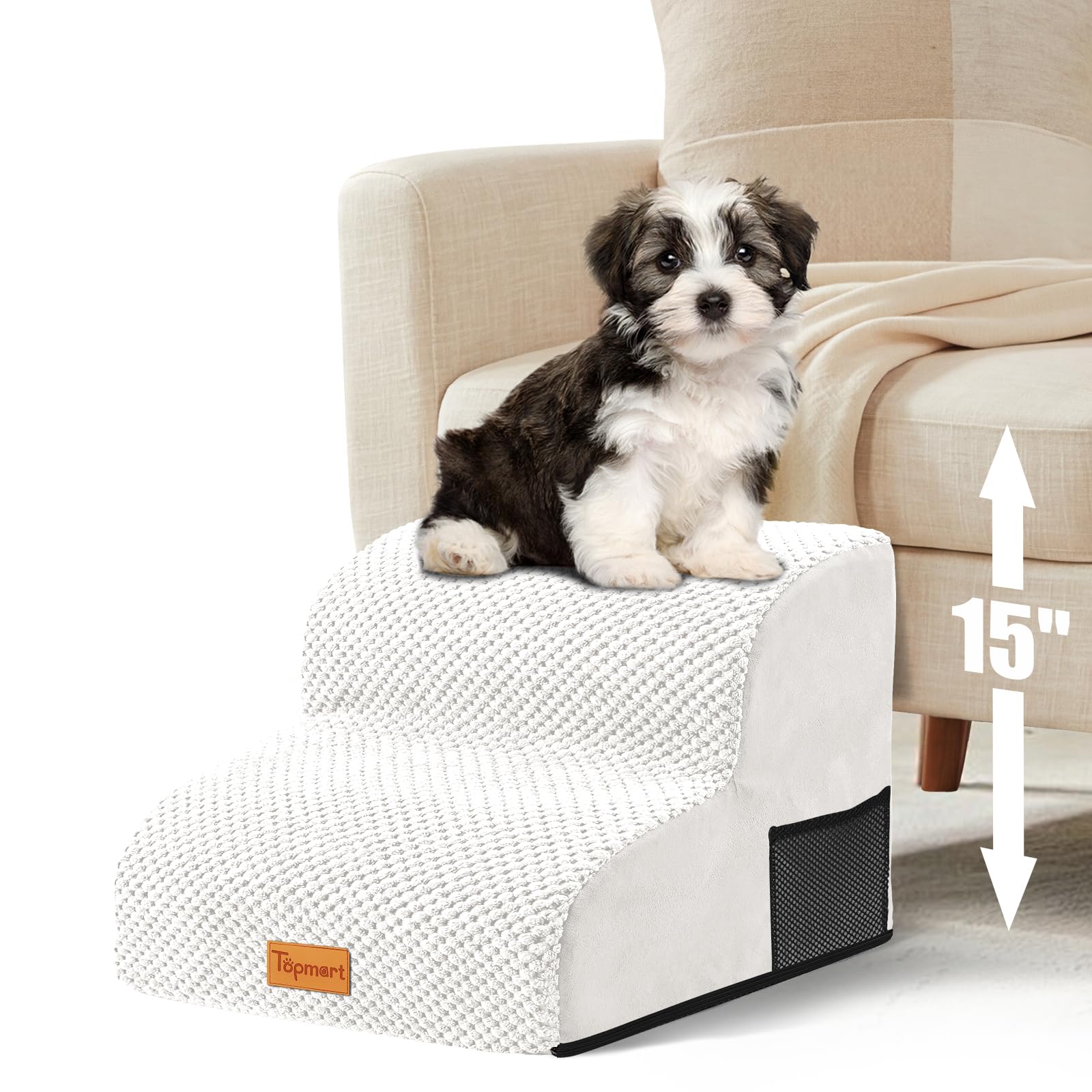 Topmart High Density Foam Pet Steps 2 Tiers,11.8" High,Non-Slip Dog Stairs