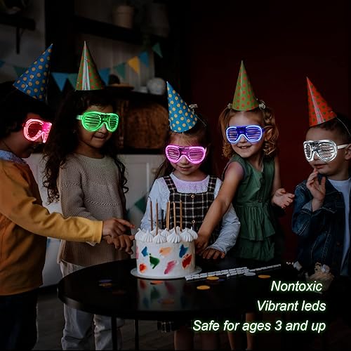 Miniatura 7 de Gafas LED de neón que brillan en la oscuridad, suministros de fiesta para niños y adultos, paquete de 152430 unidades