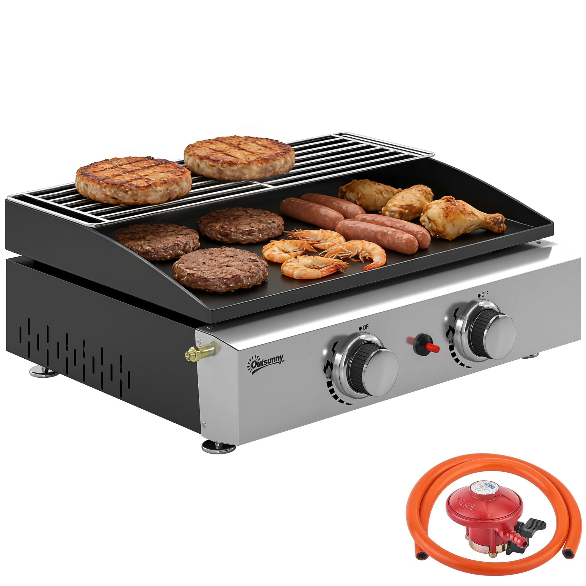 Outsunny 2 Burner Tabletop Gas BBQ - Black