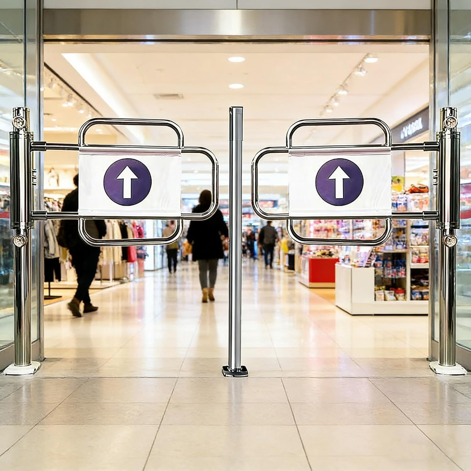 Puerta de seguridad automática para entrada, puerta de seguridad de acero inoxidable con mecanismo de cierre automático, ideal para control de acceso comercial e industrial