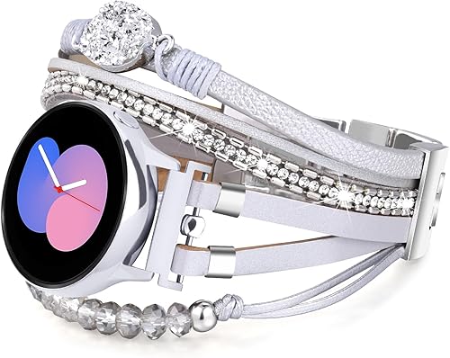 Vista 5 de VISOOM Pulsera bohemia con cuentas para Samsung Galaxy Watch 5/6/4 de 1.575 pulgadas, 1.732 pulgadas, reloj 6 bandas clásicas de 1.654 pulgadas