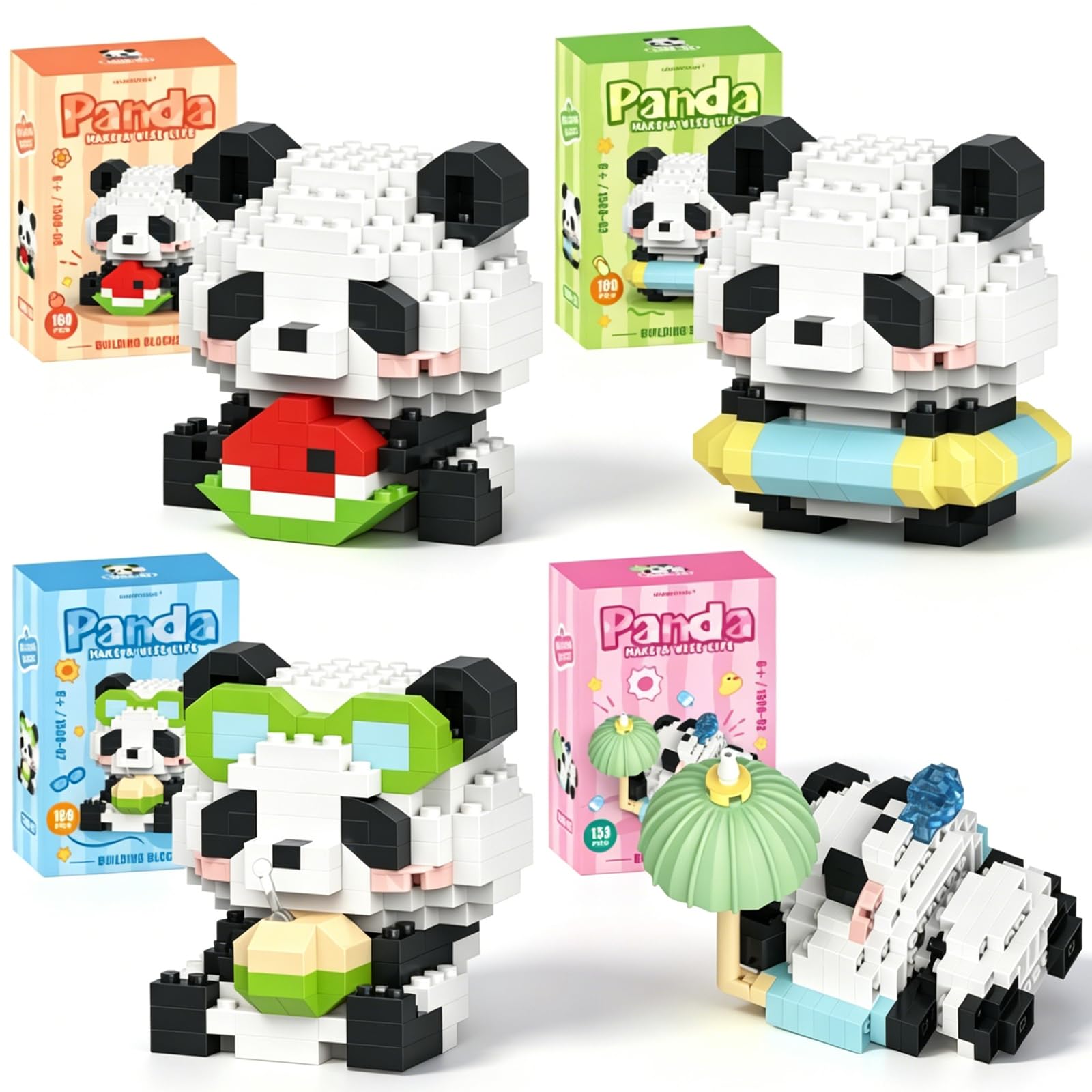 KAOVCXR Panda Building Block, 4 PCS Cute Panda Building Blocks Animal Set DIY Micro 3D Building Toy Particle Puzzle Building Toys Gifts for Boys Girls Age 8 9 10 11 12 13 14+ Teens Adults — image 1