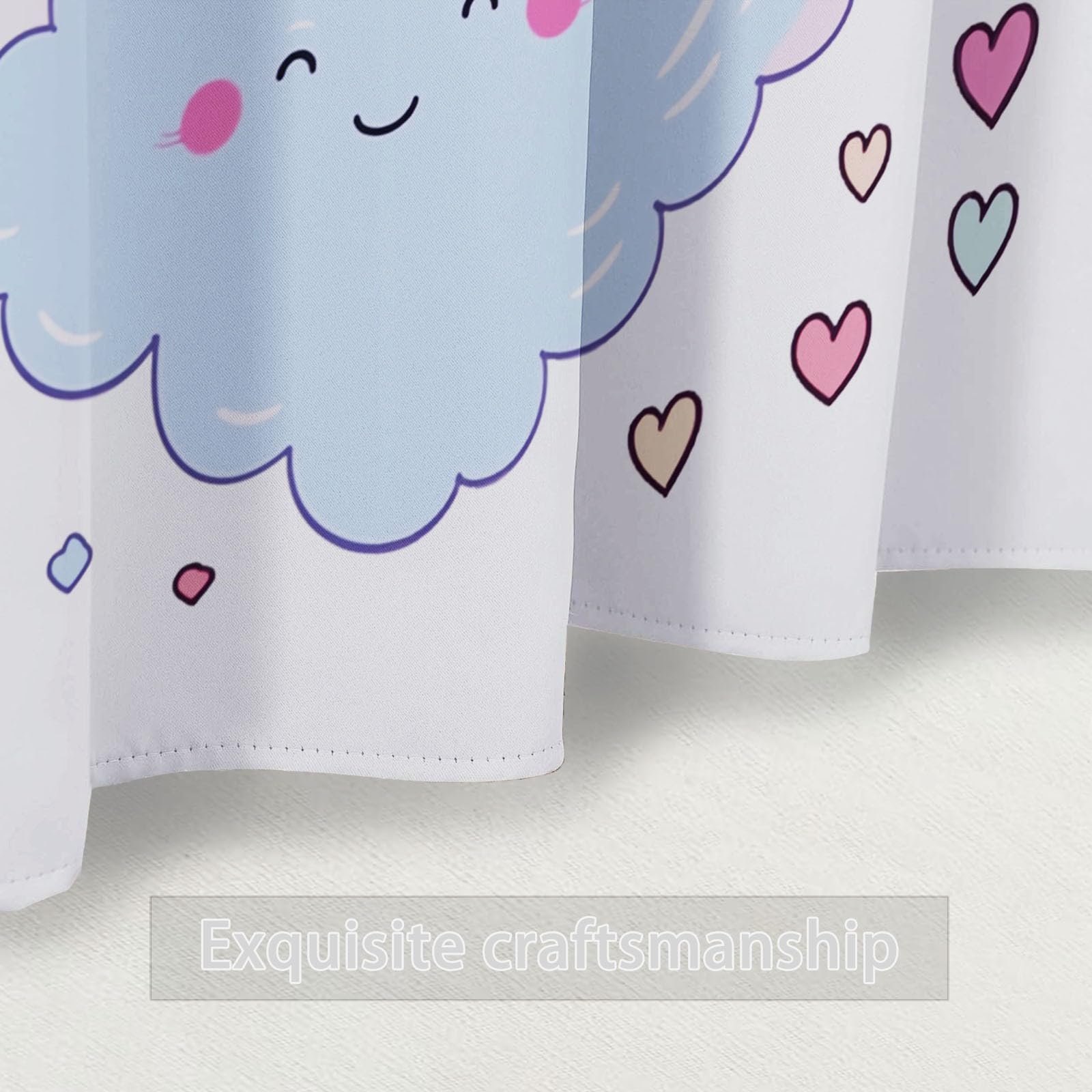 Design Keah Coeurs Nuages, Rideaux à Oeillets 70L X 240H cm (2 Panneaux), Isolant Thermique Opaque pour Porte-Fenêtre, Blanc