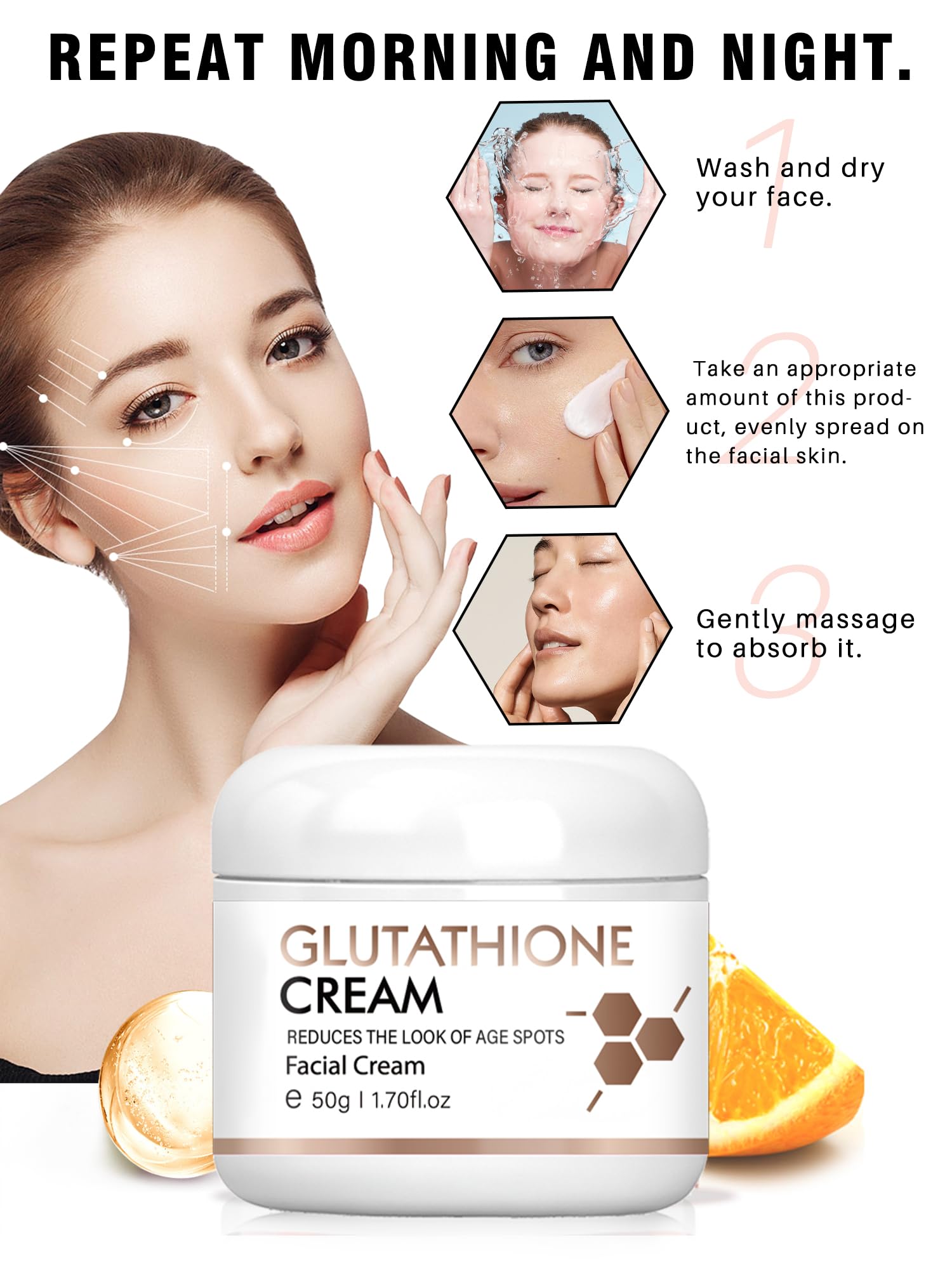 Glutathione + Vitamin C & Kojic Acid Facial Cream For Age spots & Spots  Removal : Amazon.co.uk: Beauty