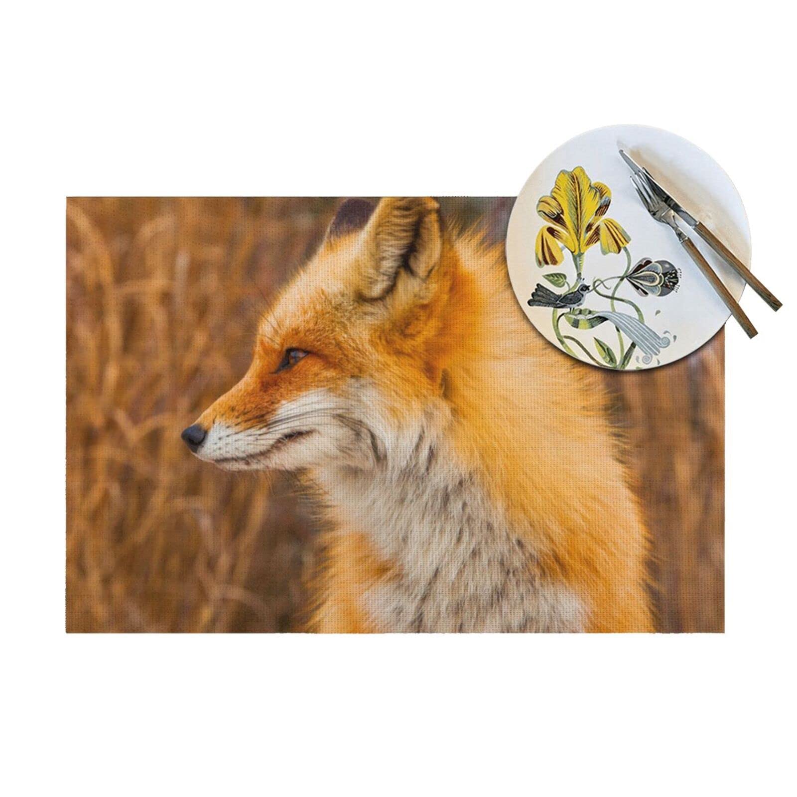 Tkane podkładki pod talerze z nadrukiem lisa antypoślizgowe izolacja cieplna do kuchni jadalni restauracji kawy zestaw 1 szt. 4 szt. 6 szt.