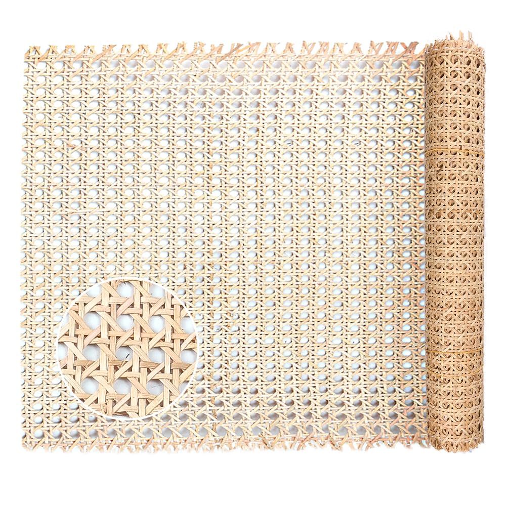 Kleemeiero Rattan Gurtband, 35 x 150cm Rattan Geflecht Natürliches Rattan-Gurt Cane Webbing Rattan Roll Rattan Geweberolle Gewebtes Offenes Rattan Wabengeflecht für DIY-Projekte Möbeldekoration