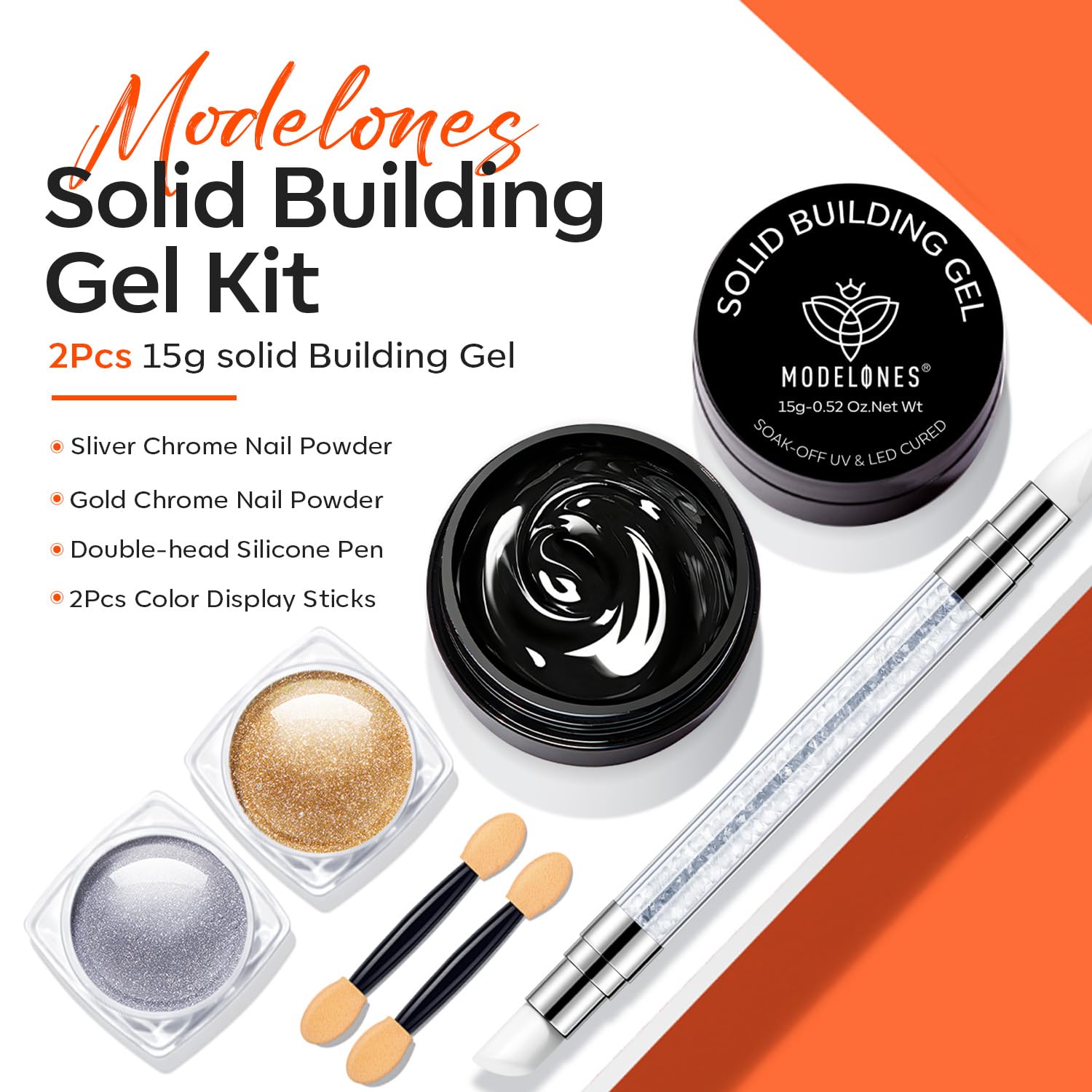 modelones 3D Gel Nail Art Kit, Non-Sticky Clear and White Sculpting Gel