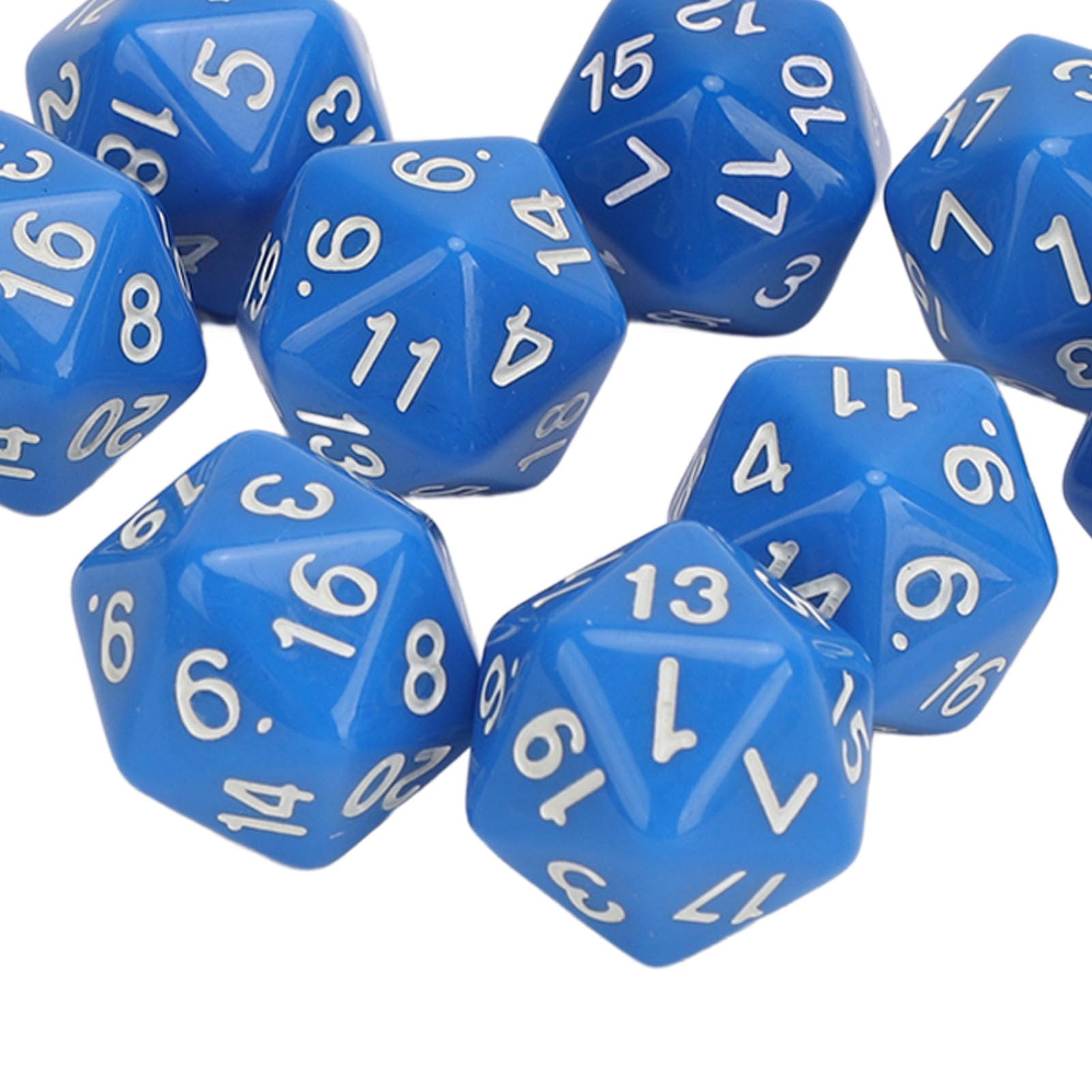 Zestaw Kości Wielościennych, 10 Sztuk 20-stronnych Kości ze Złotymi Liczbami do Gier Stołowych Dungeons and Dragons RPG (BLUE)