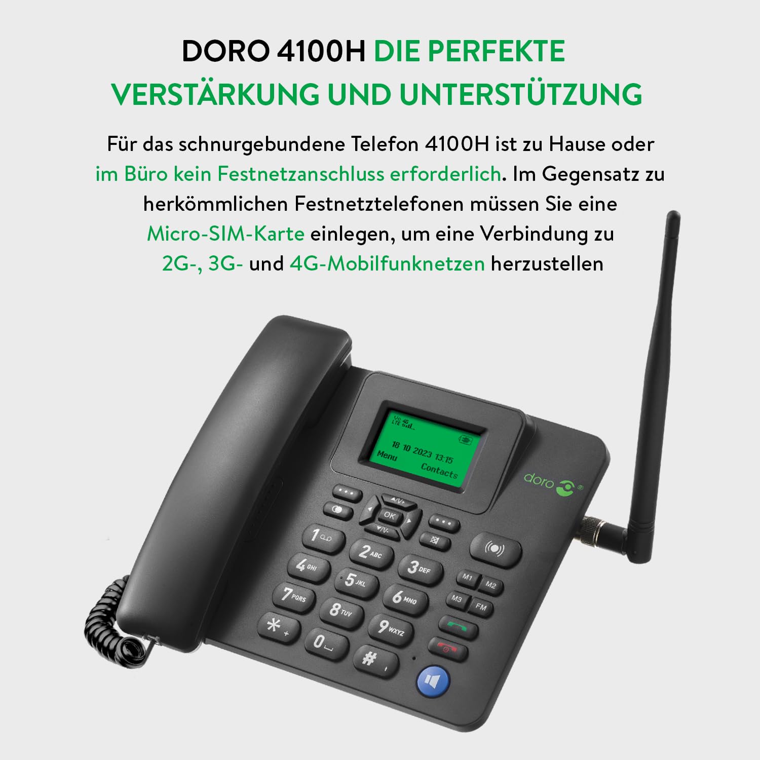 Doro 4100H, Tischtelefon (4G / LTE) kein Festnetzanschluss