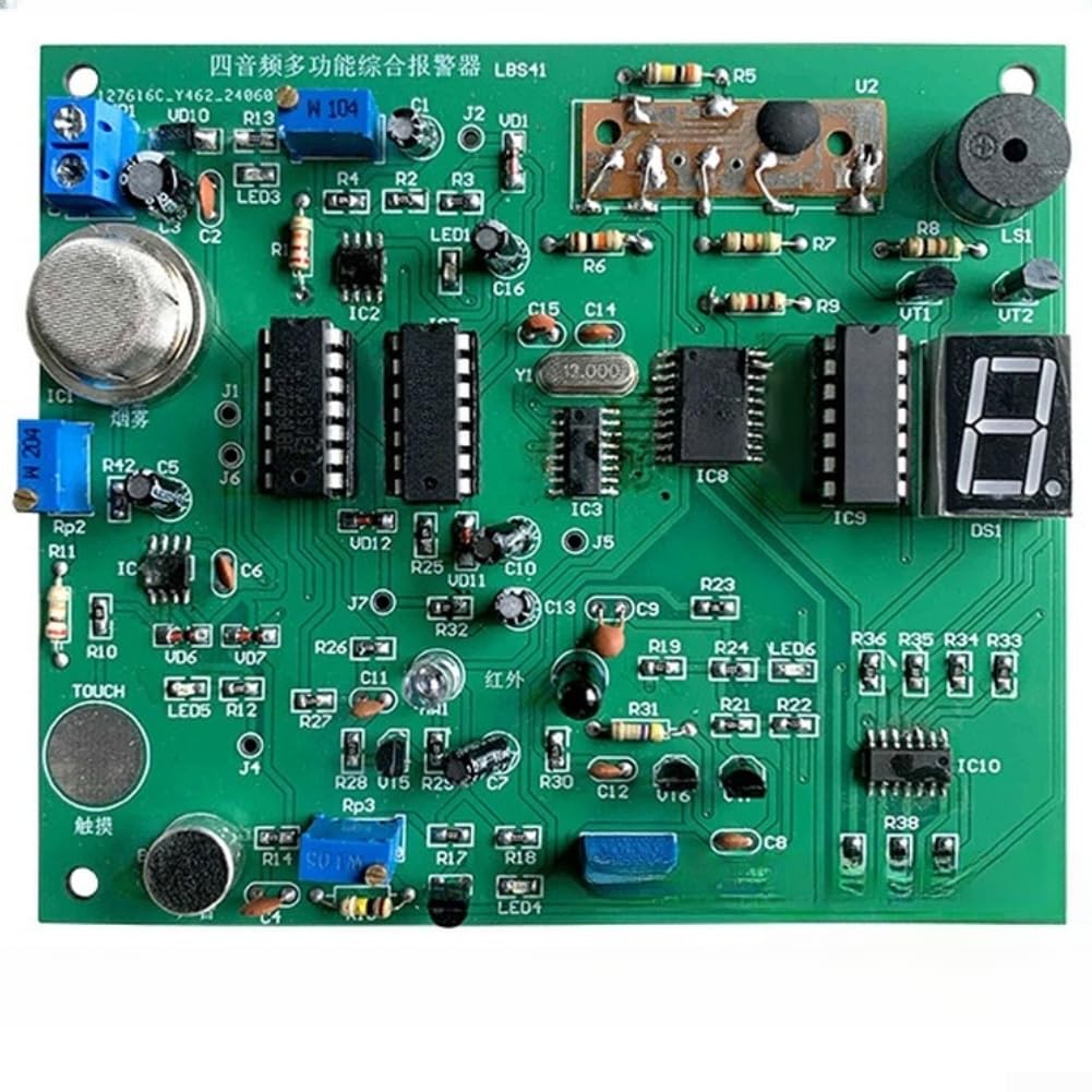 Kit de alarma de 4 tonos con detección de humo en tiempo real, detección táctil infrarroja, activación de sonido e indicación de modo visual a través de pantalla digital