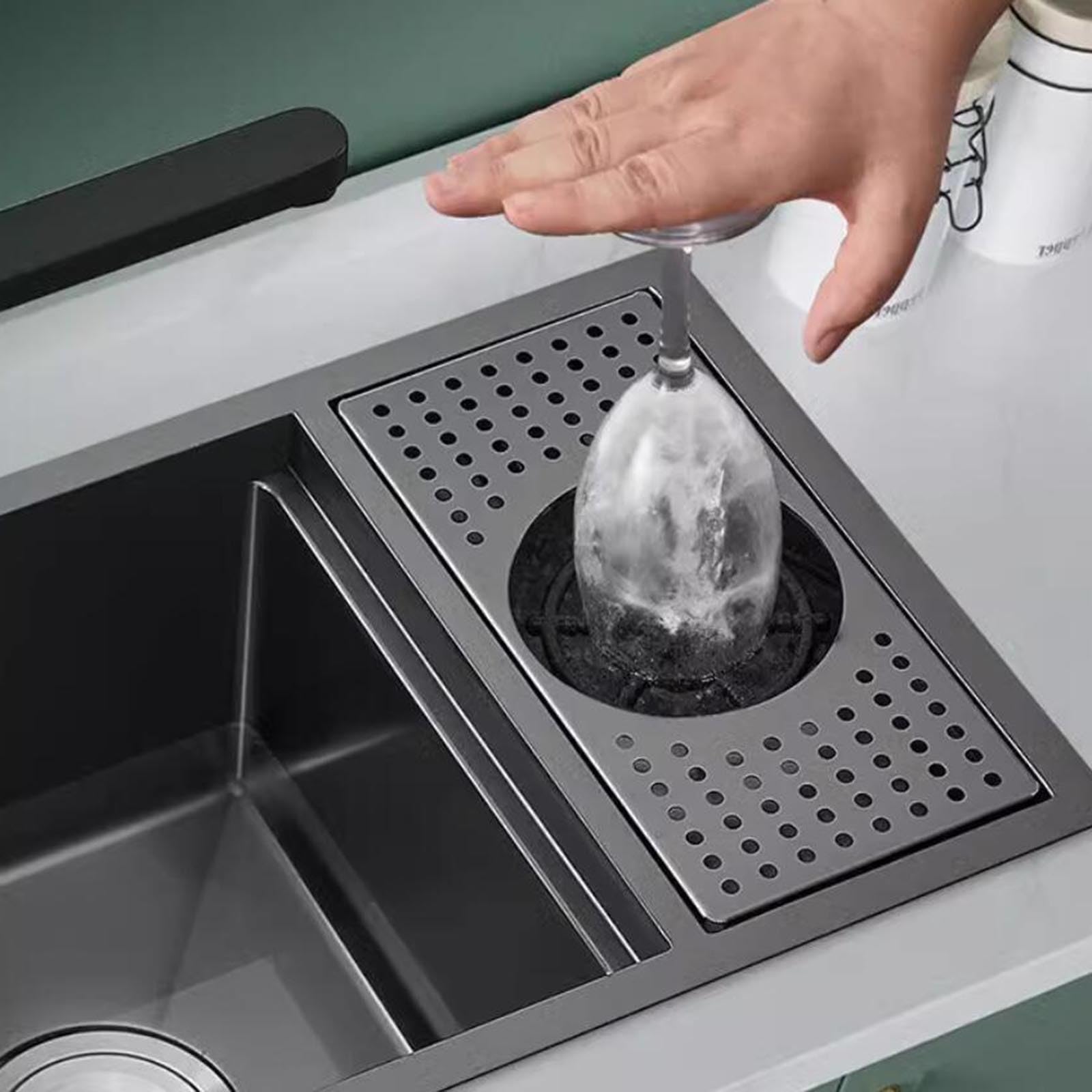 Fregadero de Cocina Compacto con Grifo Plegable y lavavasos, Ideal para Apartamentos, cafeterías, restaurantes y Bares (70 x 40 x 23 cm).