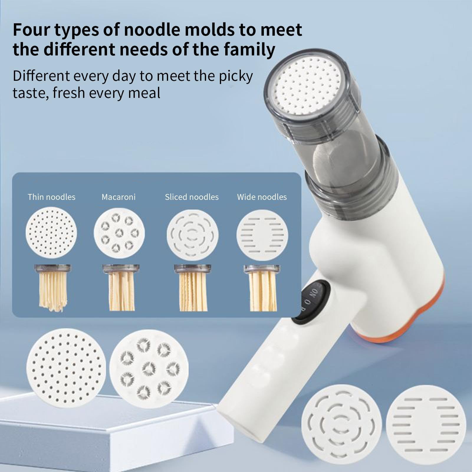 Macchina per Pasta Elettrica Macchina per Pasta Automatica | Frullatore Portatile con 5 Strumento Senza Fili per Preparare Pizza Pasta Verdure in Cucina