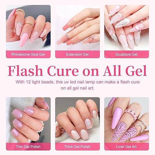 Miniatura 6 de MEKK Mini lámpara de uñas LED UV recargable inalámbrica con sensor 2024 más reciente mejorada de 24 W pequeña luz UV para uñas, lámpara profesional