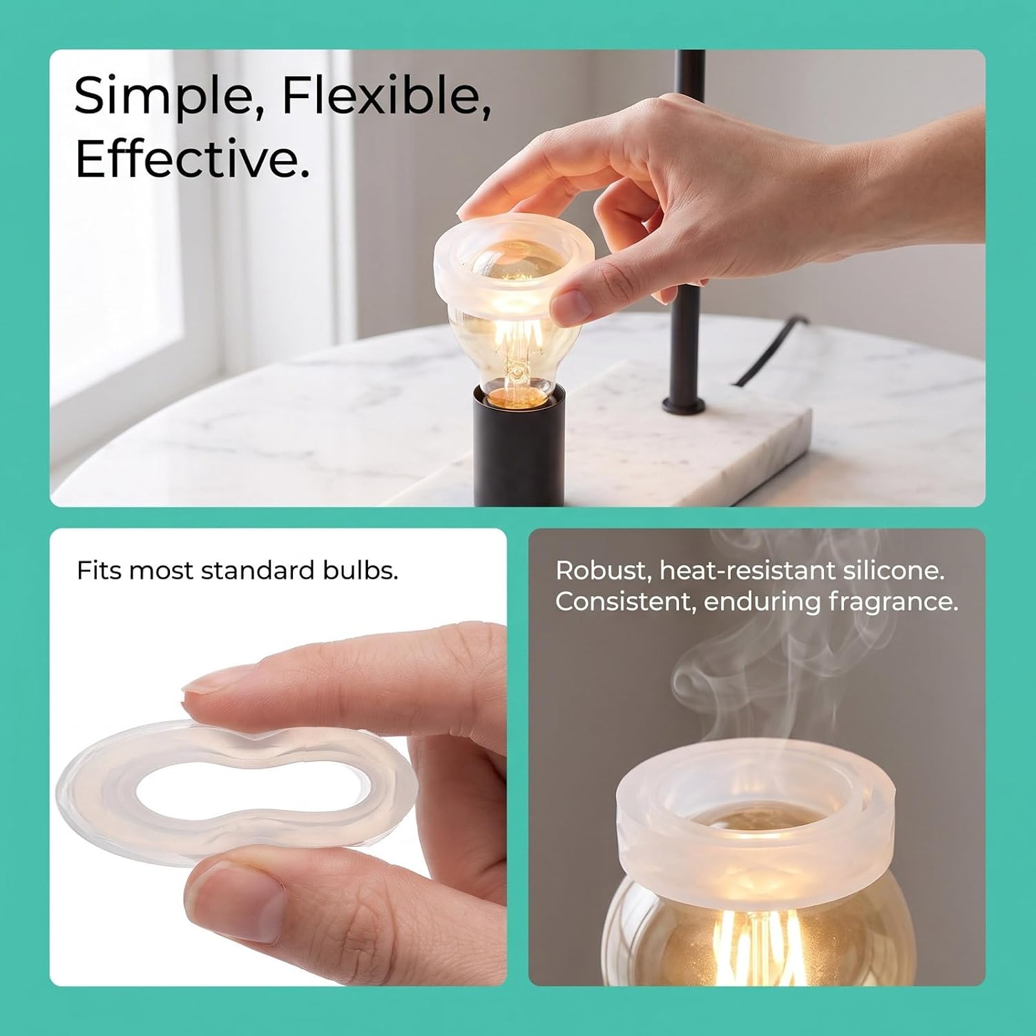 Alipis 62mm Light Bulb Diffuser Ring White 4pcs Silicone for Lamp Bulbs