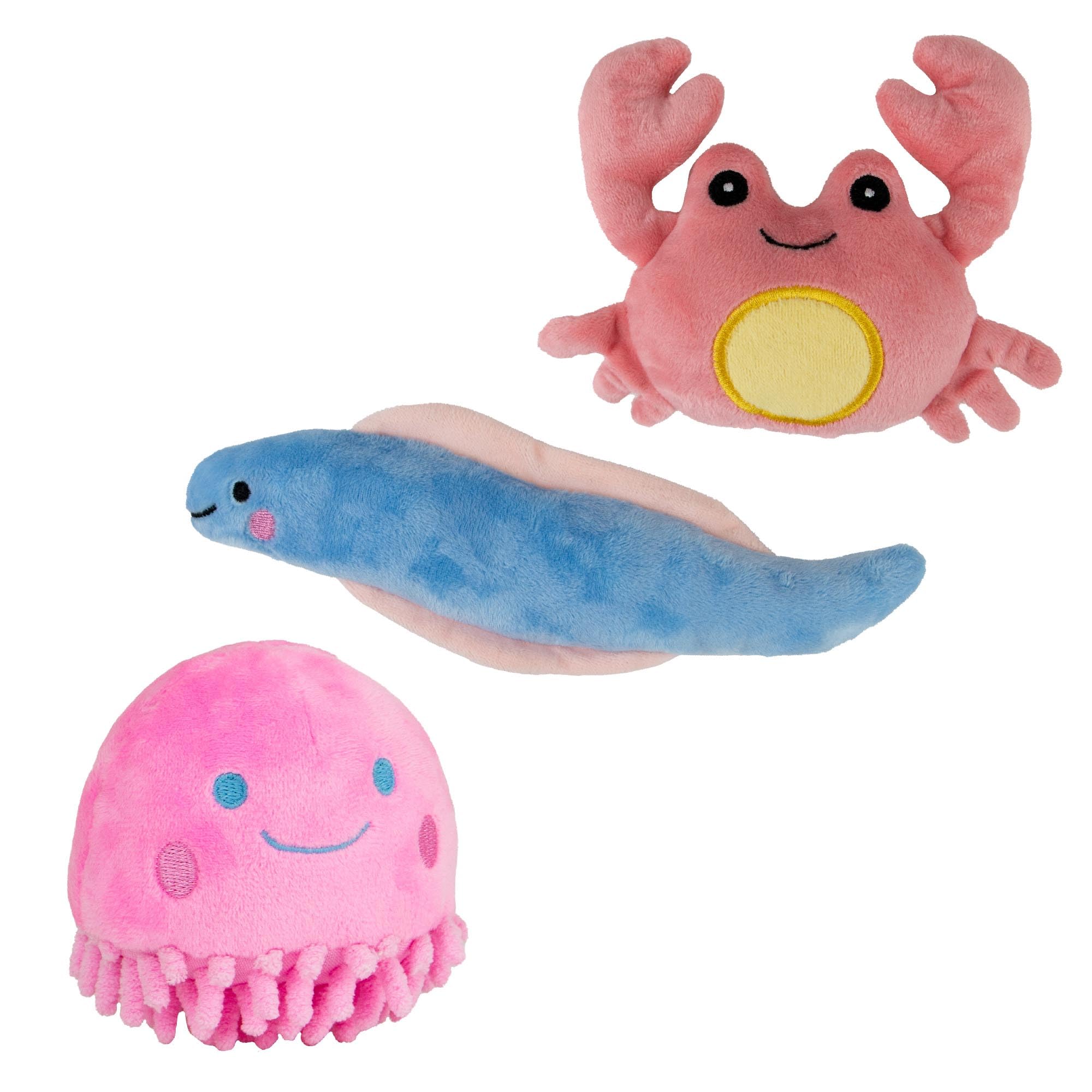 Ancol Small Bite Glow In The Dark Cuddly Sea Creatures for Small Dogs and Puppies Assorted design Octopus, Eel or Crab