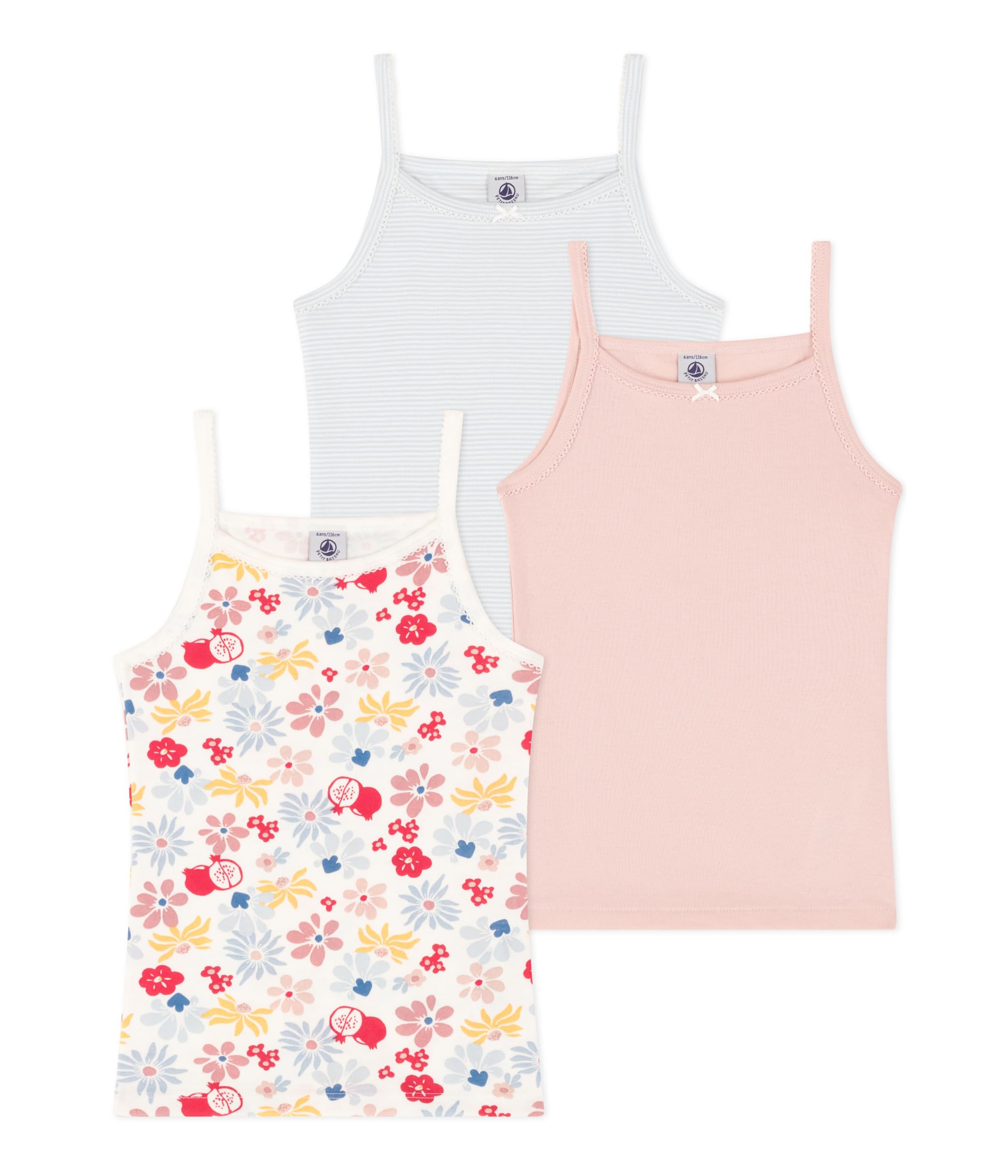Petit Bateau Camisas de Tirantes (Pack de 3) para Niñas