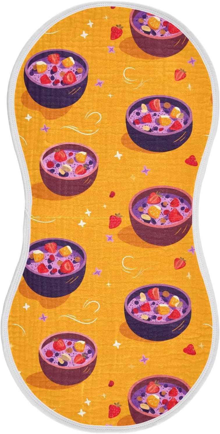 vvfelixl Berry Oatmeal Bowl Burp Cloths for Baby Boy Girls Baby Washcloths Burp Rags 1 Pack