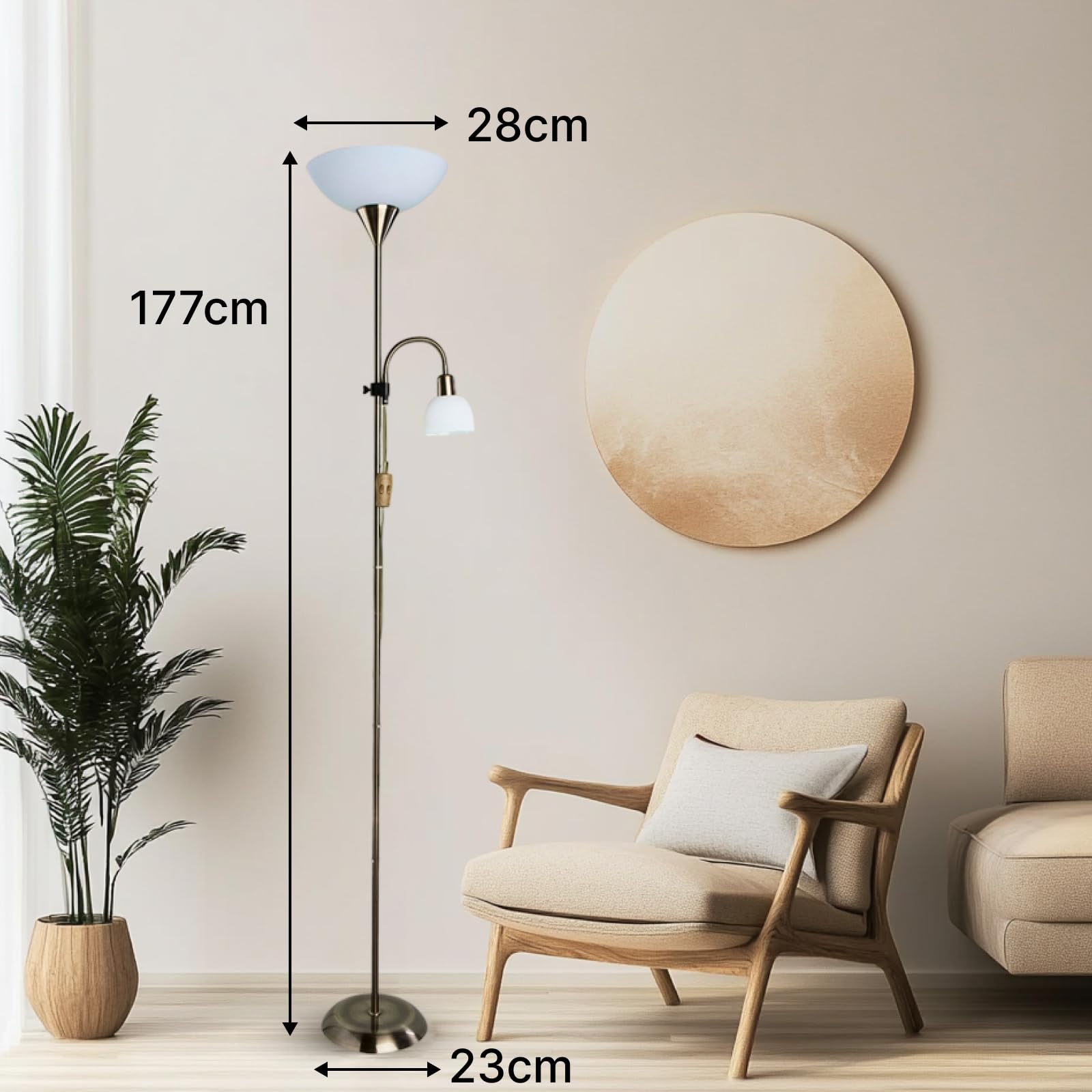 Arte Lamp Lampada da Terra Salotto 1 Luce in Materiali Curati Bianco e Argento Piantana Lampada da Terra per Soggiorno Lettura Divano e Relax con Design Accogliente per Angolo Relax