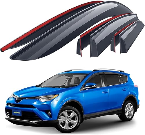 Goodyear Deflectores de ventana inastillables para Toyota RAV4 2013-2018, protectores de lluvia con cinta, viseras de ventana, visera deflector de