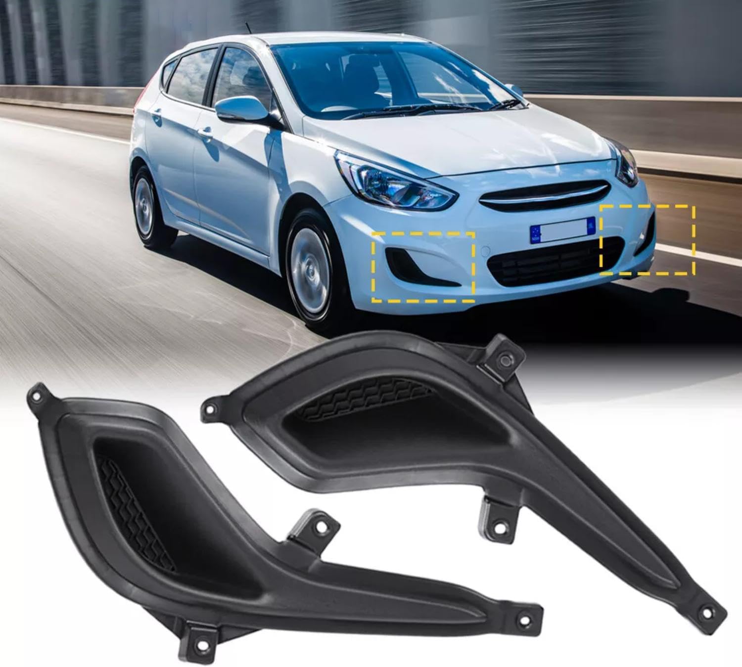 GearUp 1 Pair Fog Light Cover Bezel Grille for Hyundai Accent 2012-2017 Replacement for 865631R000, 865641R000