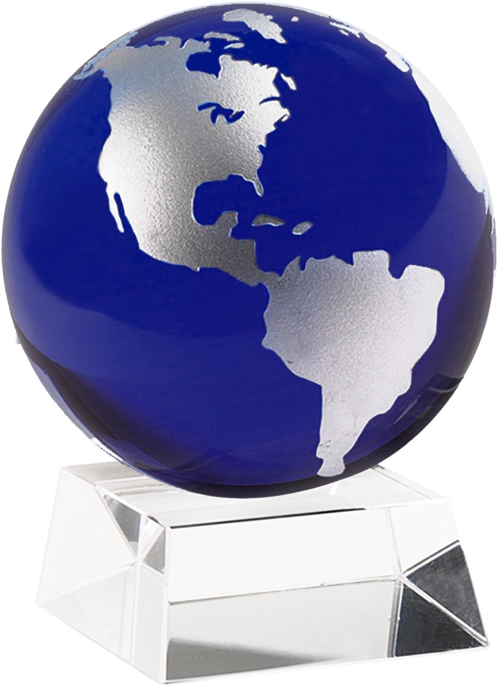 Amlong Crystal 3 Inch Blue Globe with 2 Inch Crystal Angled Stand and Gift Box