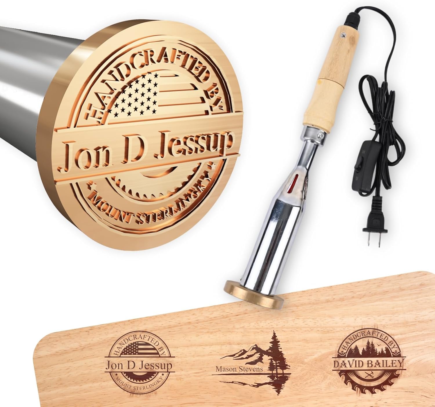 Elektrisches Brandeisen Für Holz, Löten Kupfer Mit Messing Kopf Für Holzbearbeitung, Backen, Handgefertigtes Design BBQ für Holz Ledertorte Individueller Metall（Ohne Metallspitze）