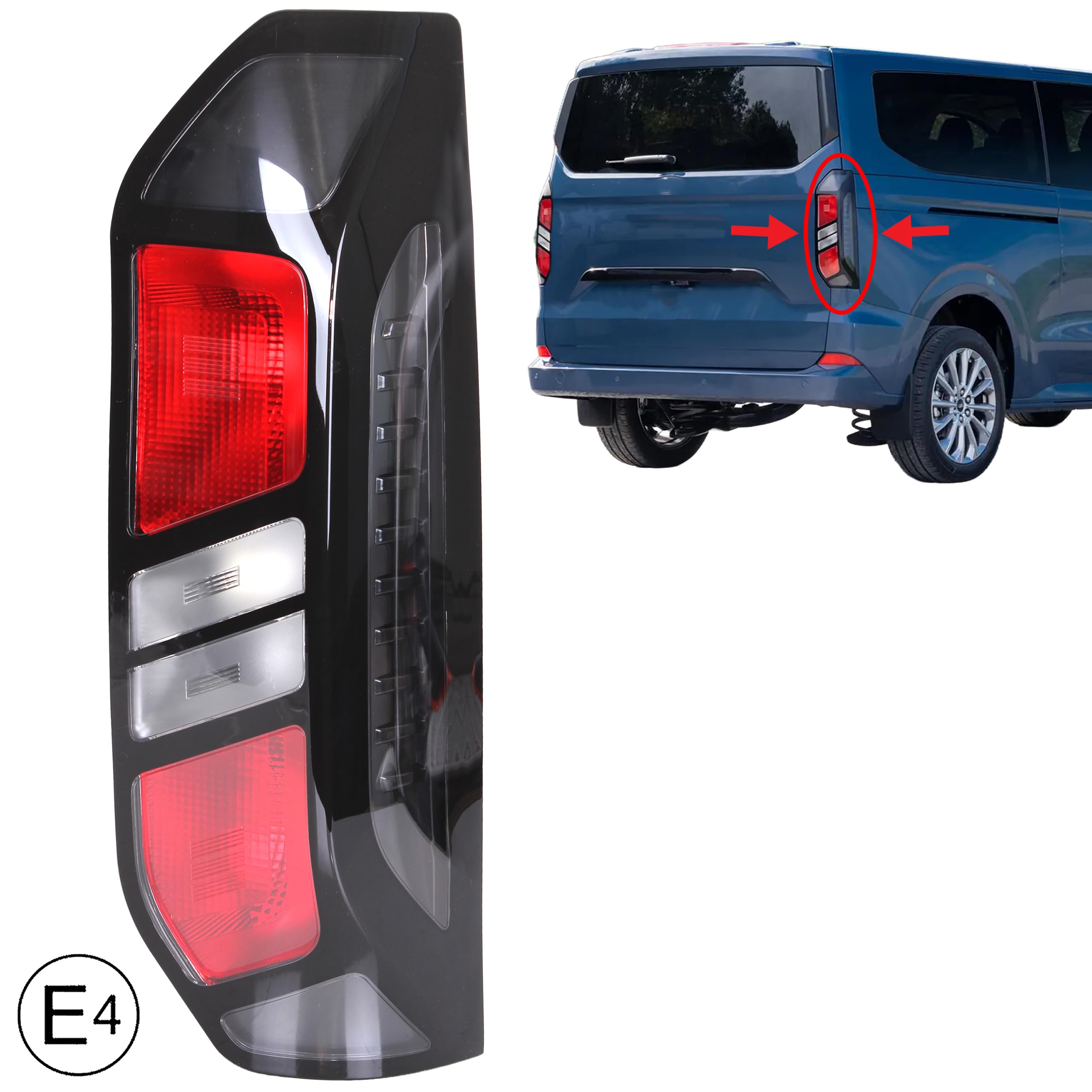 INLY 2728870 PZ3113404AD - Faro trasero trasero derecho rojo compatible con Transit Custom (a partir de 2023)