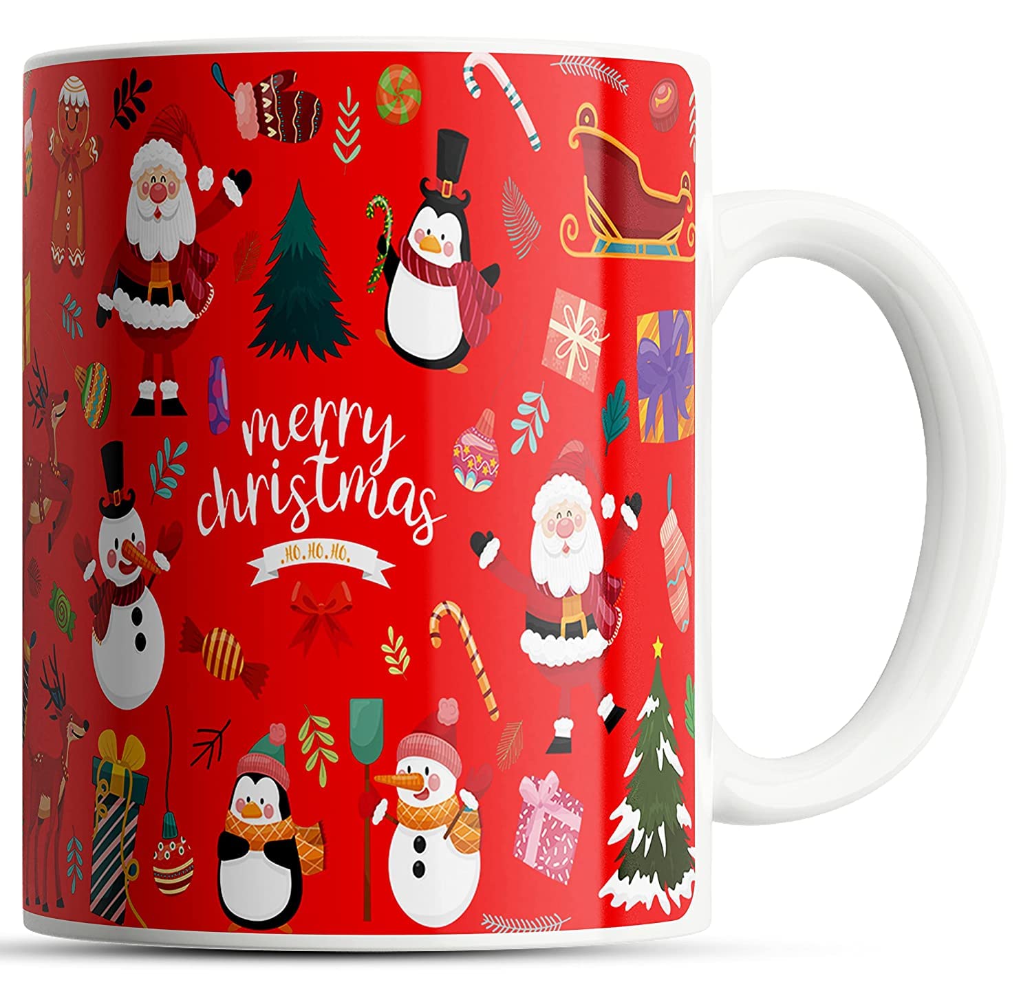 Bhumiyaan Merry Christmas Printed White Coffee Mug | Christmas & New Year Gift for Friends & Family