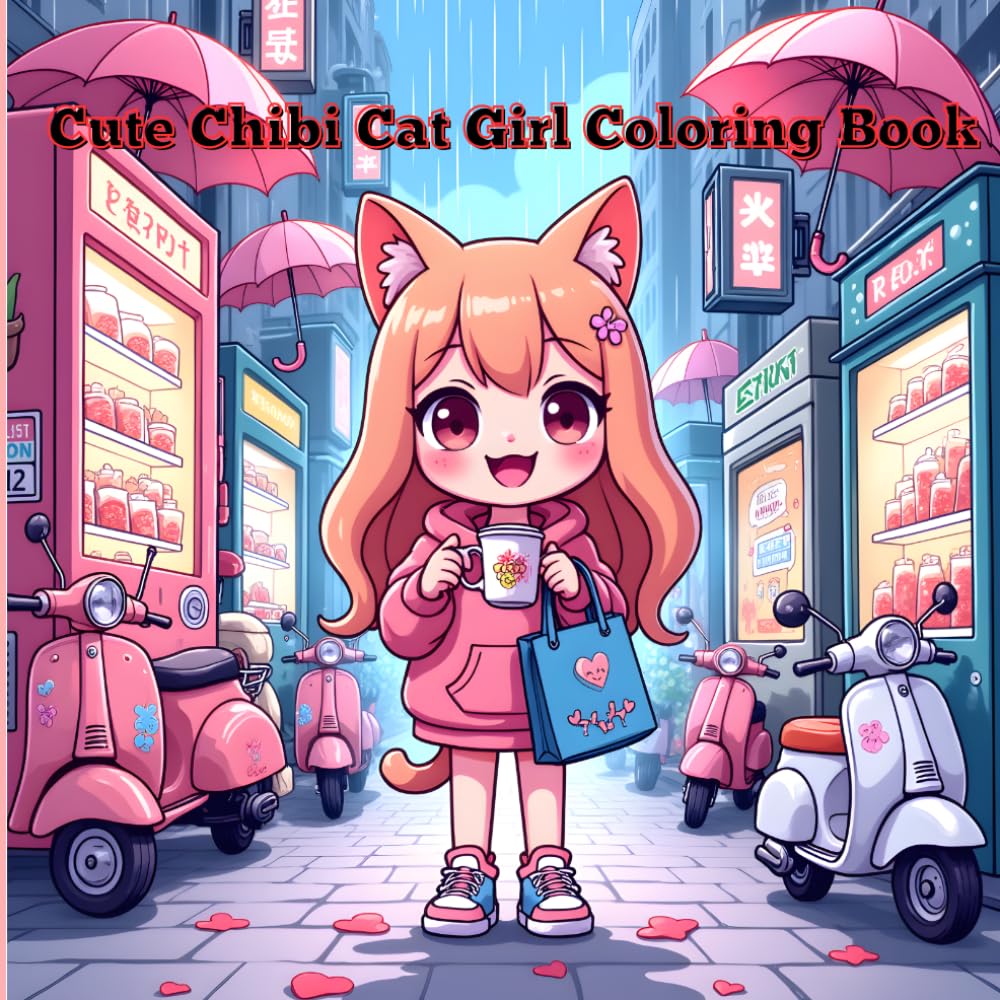 Cute Chibi Cat Girl Coloring Book