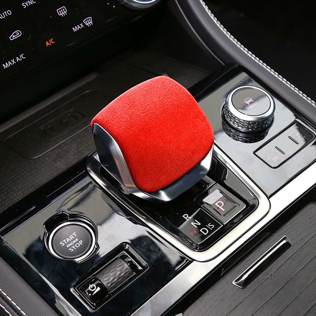 ZiWen New Interior Trim Center Gear Shift Knob Cover Accessories for Land Rover Discovery Range Rover Sport Velar 2022 2023 2024 2025 2026 (Suede Red)