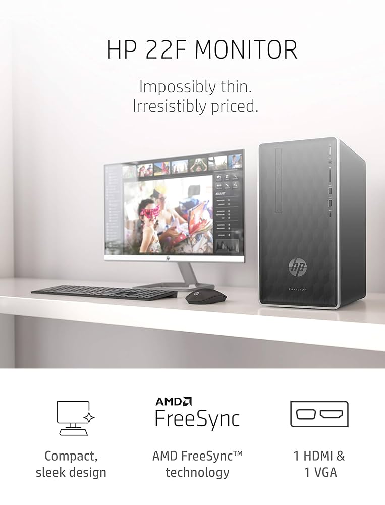 HP 22f FHD Monitor - 21.5-inch Full HD 1080p IPS Display