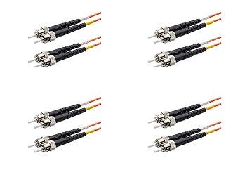 SpeedyFiberTX - 4-Pack 300 Feet Multimode OM1 Duplex ST to ST Fiber Patch Cable, Corning OM1 62.5/125 Optical Fiber, Orange Riser OFNR Cable Jacket