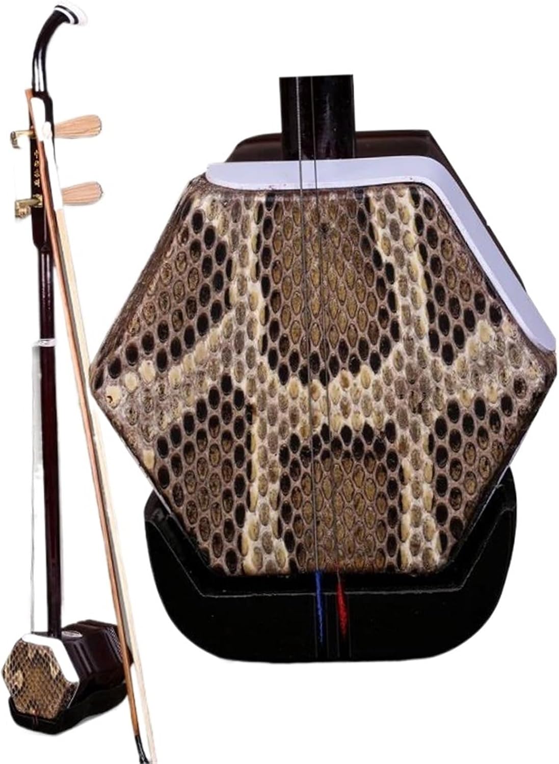 未使用】蘇州二胡 紅木 胡弓 ヘビ皮 弦楽器 セミハードケース付き 二胡