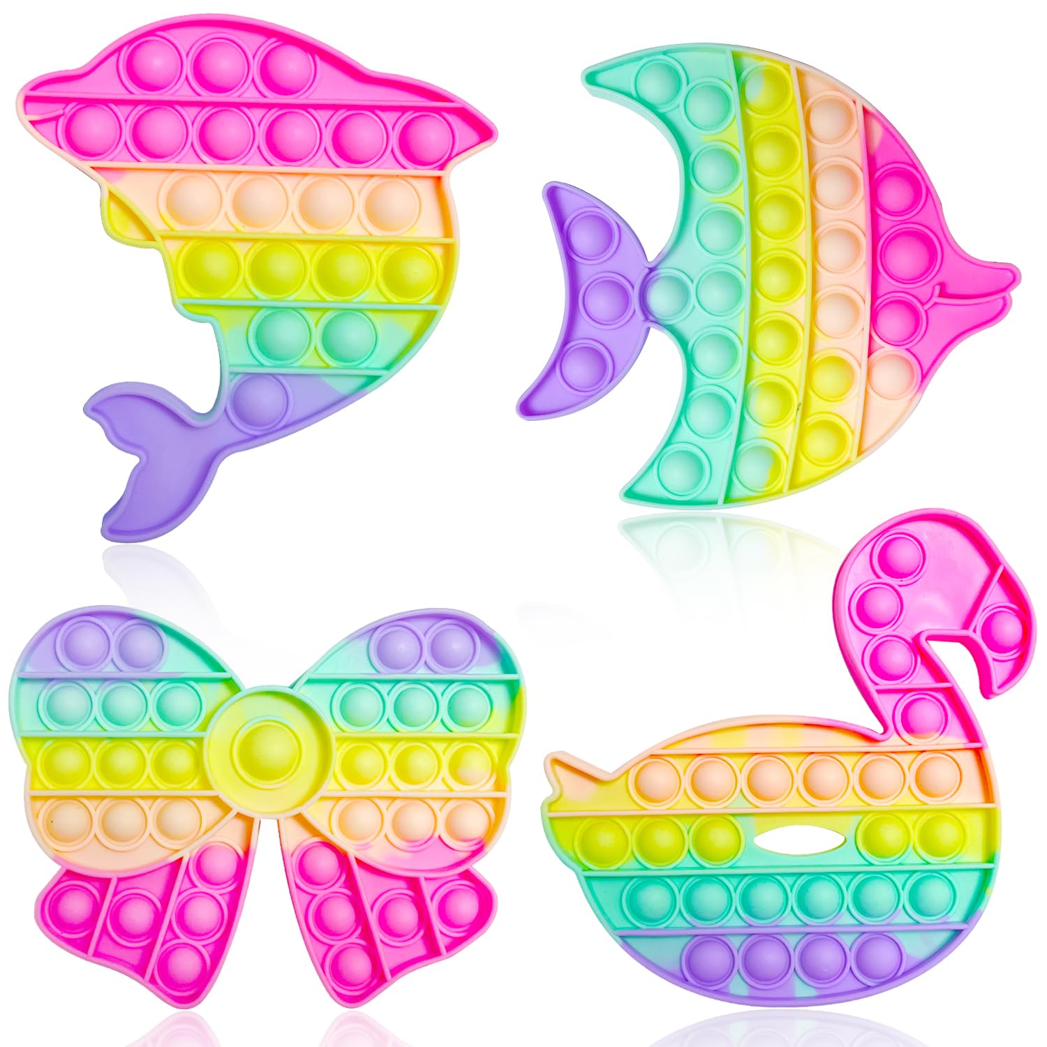 Yeefunjoy Push IT and POP Bubble, zestaw 4 zabawek Poppit Pop Fidget, zabawka sensoryczna, redukuje stres, prezent urodzinowy dla dorosłych i dzieci, aby złagodzić lęk i autyzm