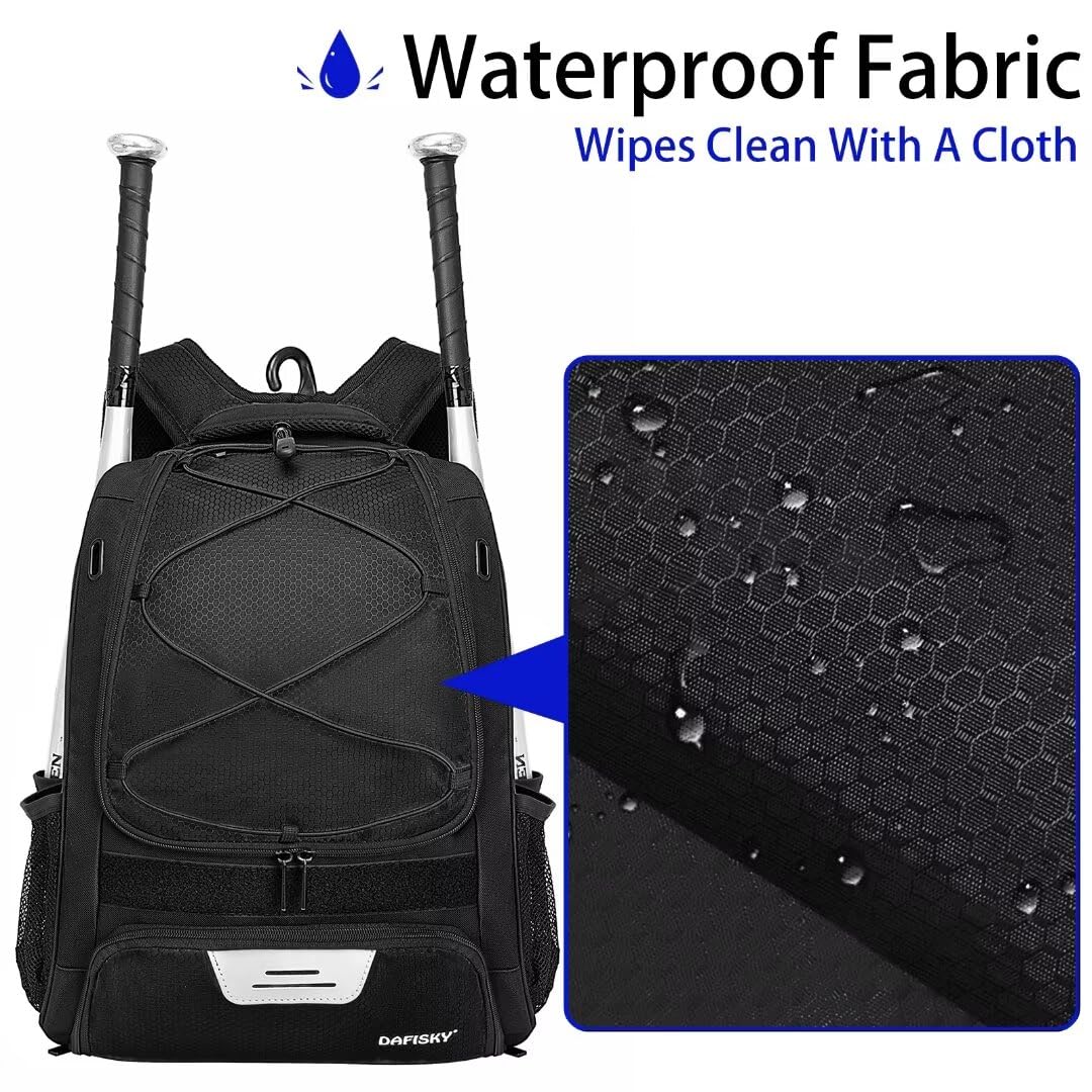 DAFISKY Baseball-Tasche Softball-Rucksack – Jugendliche, Erwachsene, T-Ballschläger-Ausrüstungstasche mit Schlägerhelmhaltern, Schuhfach
