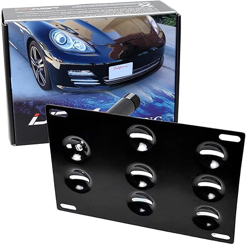 iJDMTOY soporte delantero para placa de vehículo sin agujeros., Negro