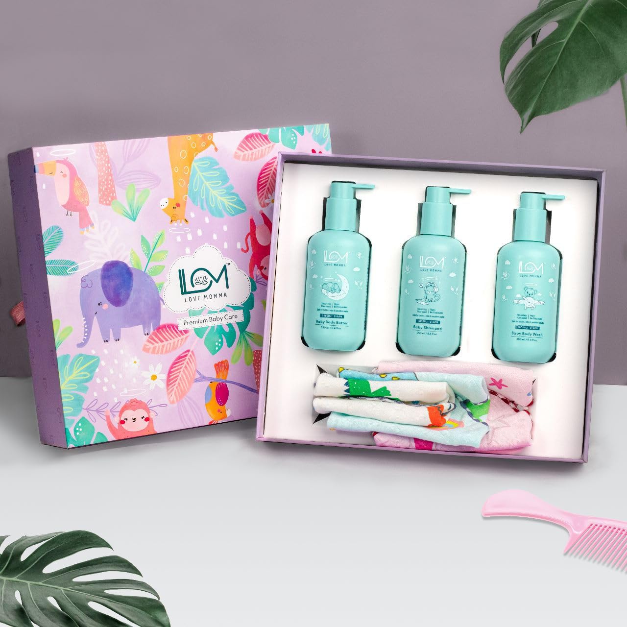 LOVE MOMMA 3 Bottles + Napkins Gift Hamper for Baby Skin Care (Baby Shampoo, Body Butter, Wash)-image-43