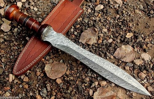 Miniatura 4 de Muñeco de acero de Damasco forjado a mano, espada griegaromanadagaespada de gladiador de caza brillante